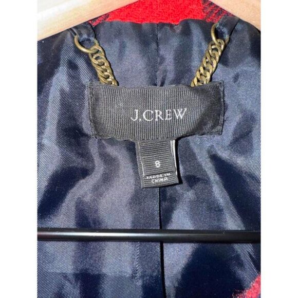 J.Crew Vintage Y2K Women's Buffalo Plaid Wool Peacoat in Red and Navy Blue - Picture 2 of 6